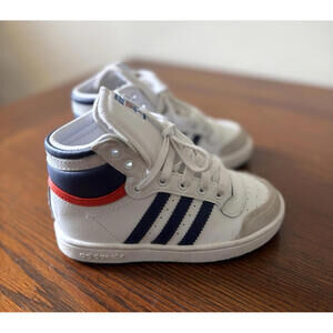 Adidas Kids' White Red Blue High-Top Top Ten 40th Anniversary Edition Sneakers 9